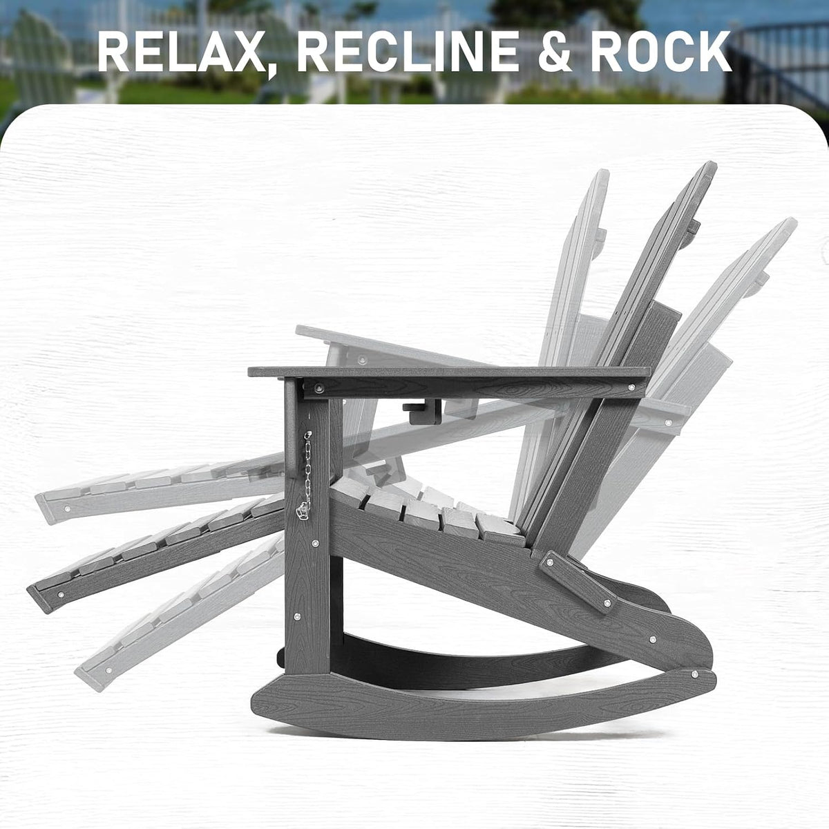 FUNBERRY Oversized Adirondack Rocking Chair, Porch Rocker 400LBS