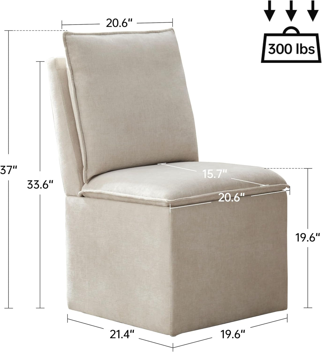 VKNOW Upholstered Dining Chairs Set of 4, Dining Room Chairs with Storage