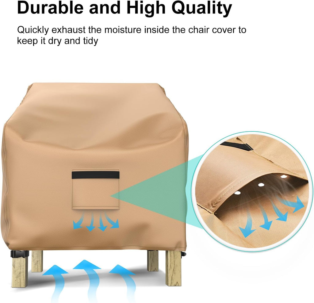 outdoor patio chair covers waterproof 29"wx30"dx36"h, brown showing dimensions