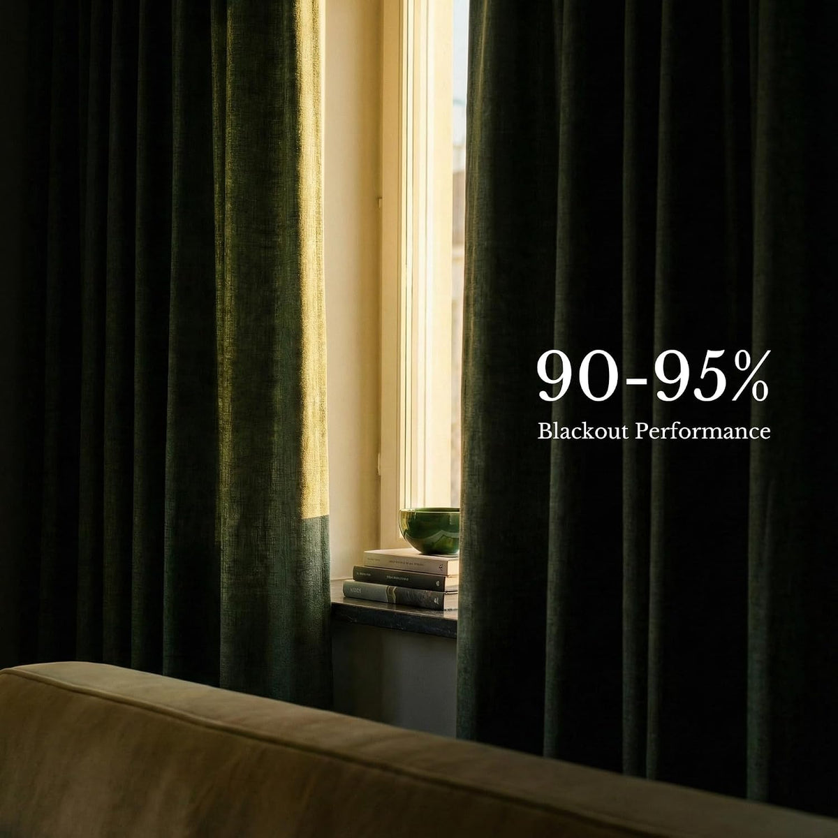 NICETOWN Extra Long Pinch Pleated Linen Curtains with Hooks 9 ft