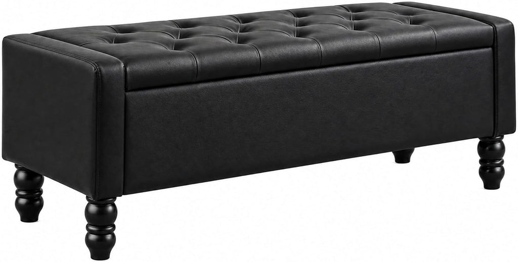 50 Inch Faux Leather Storage Ottoman Bench for Bedroom End of Bed