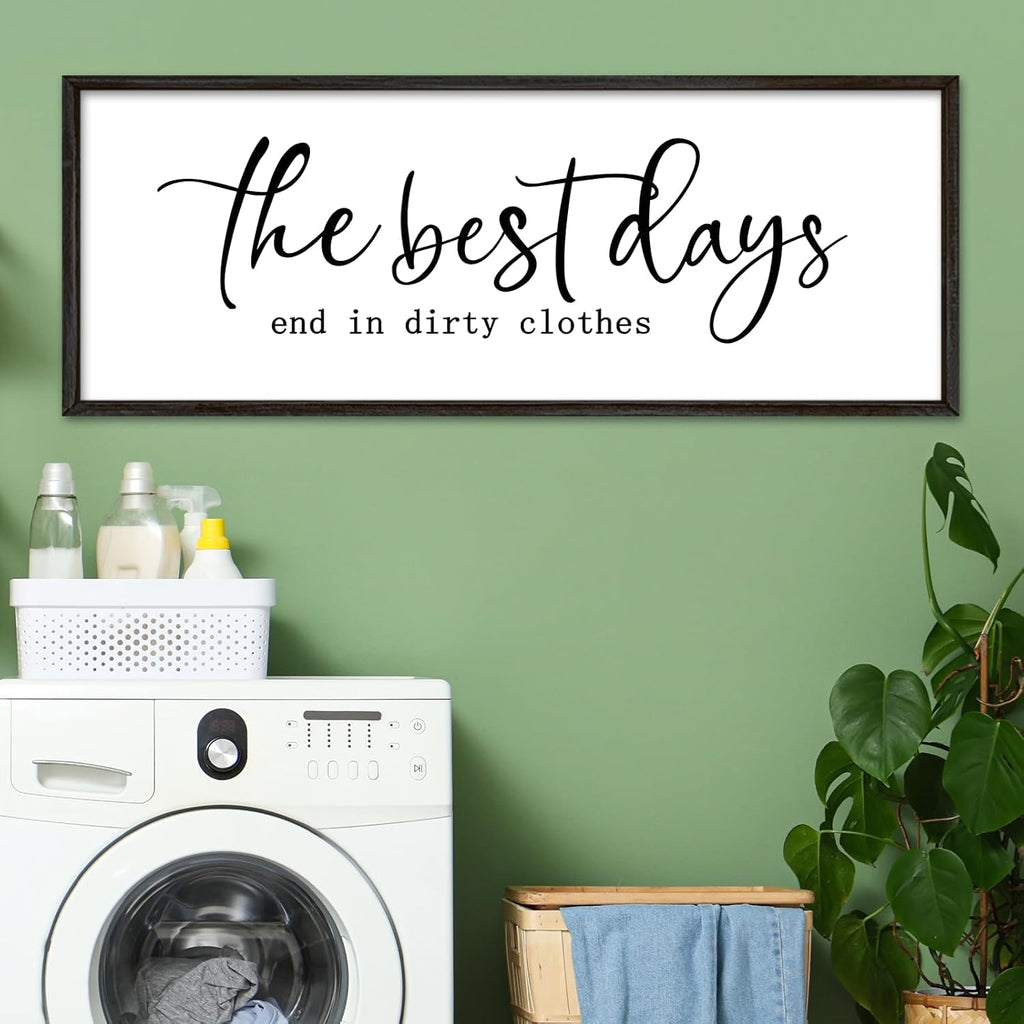 Laundry Room Wall Decor, 40"×15", Black
