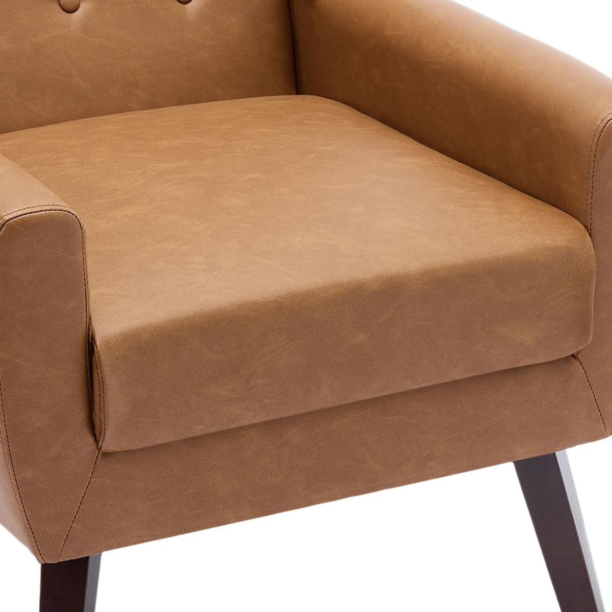 PU Leather Accent Chairs Set of 2, Upholstered Armchair, Brown