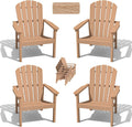 nevilywood Stackable Adirondack Chair, HDPE Outdoor Chair Set of 4, Teak