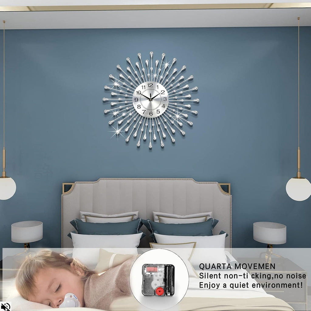 FLEBLE Modern Large Wall Clock for Living Room Decor Clock Battery Operated