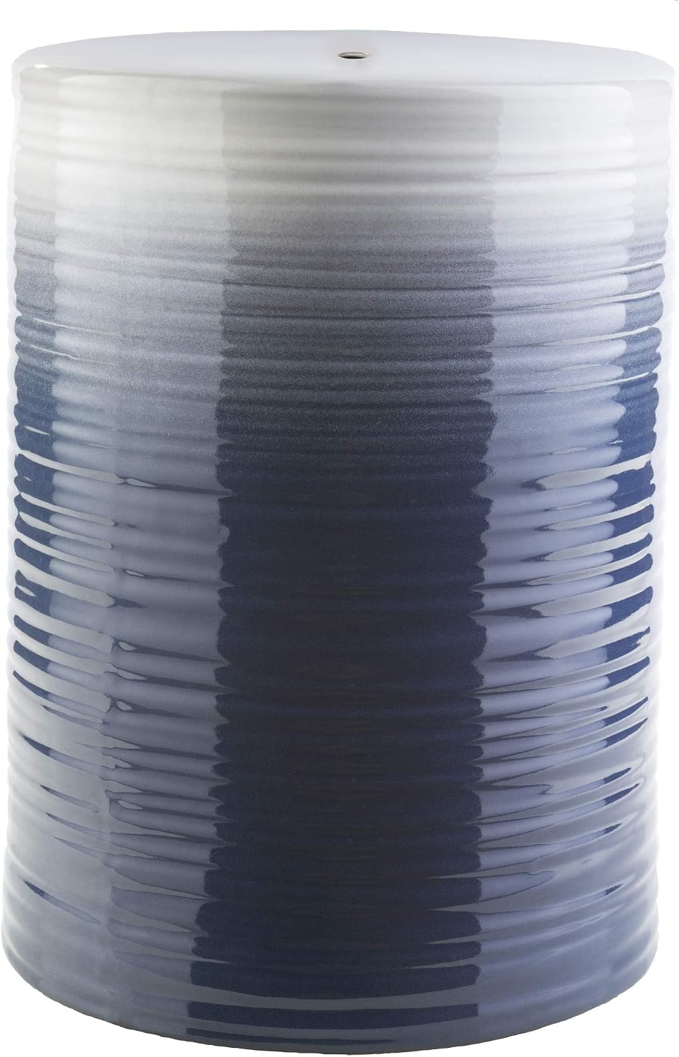 Artistic Weavers Reese Modern Ombre Garden Stool 18" H x 13" W x 13" D, Navy/White