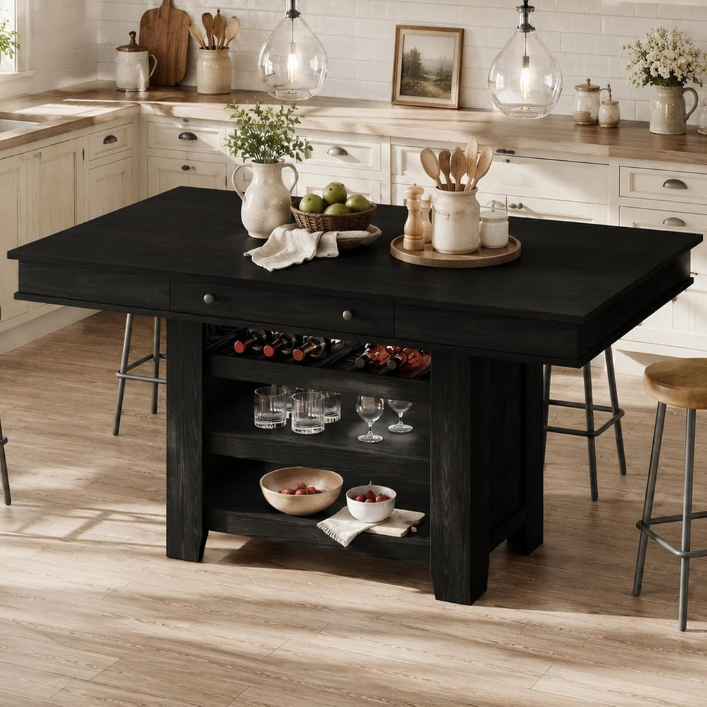 Garvee Rectangular Large Counter Height Dining Table with Storage for 4-6