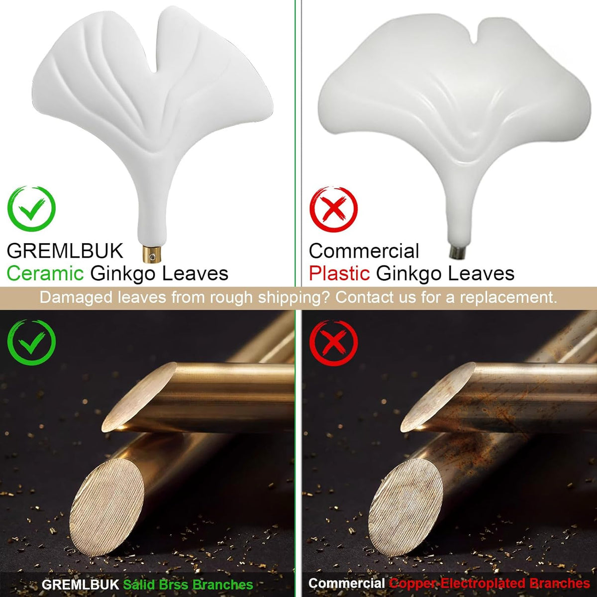 59 Inch White Rectangle Chandelier Gold Ceramic Ginkgo Leaf Chandeliers Brass Large Chandelier Modern Hanging Lights Fixture for Living Room Dining Room Kitchen Island,10-Light