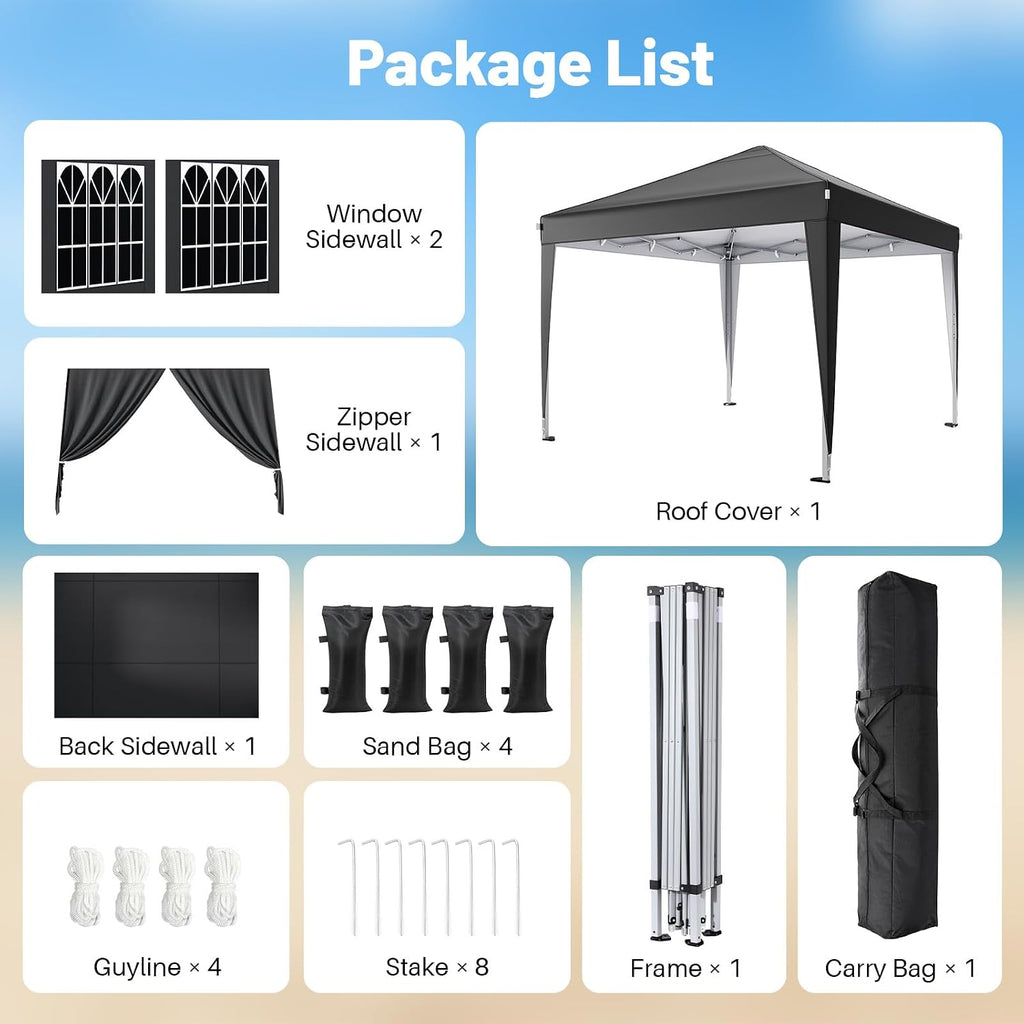 driftalia 10x10 pop up canopy tent with 4, close-up detail
