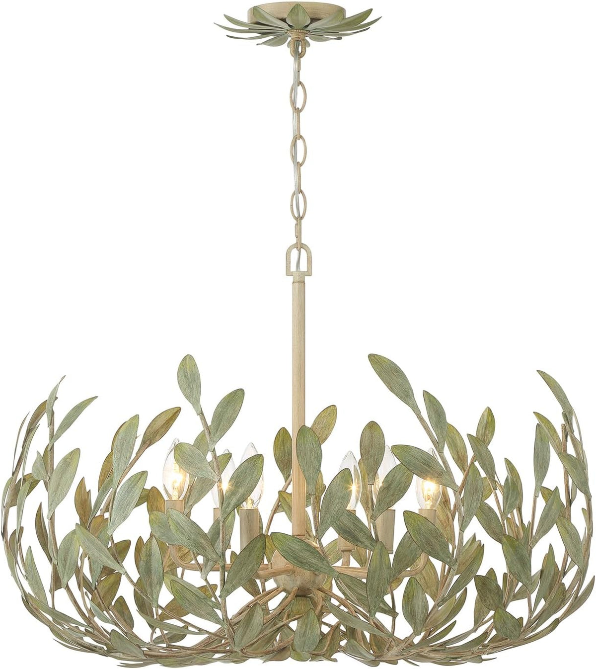 Crystorama Broche 6 Light Champagne Green Tea Chandelier