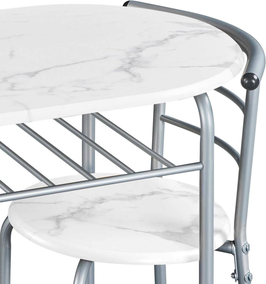 Yaheetech 3 Piece Dining Table Set for 2, Small Table and Chairs, White