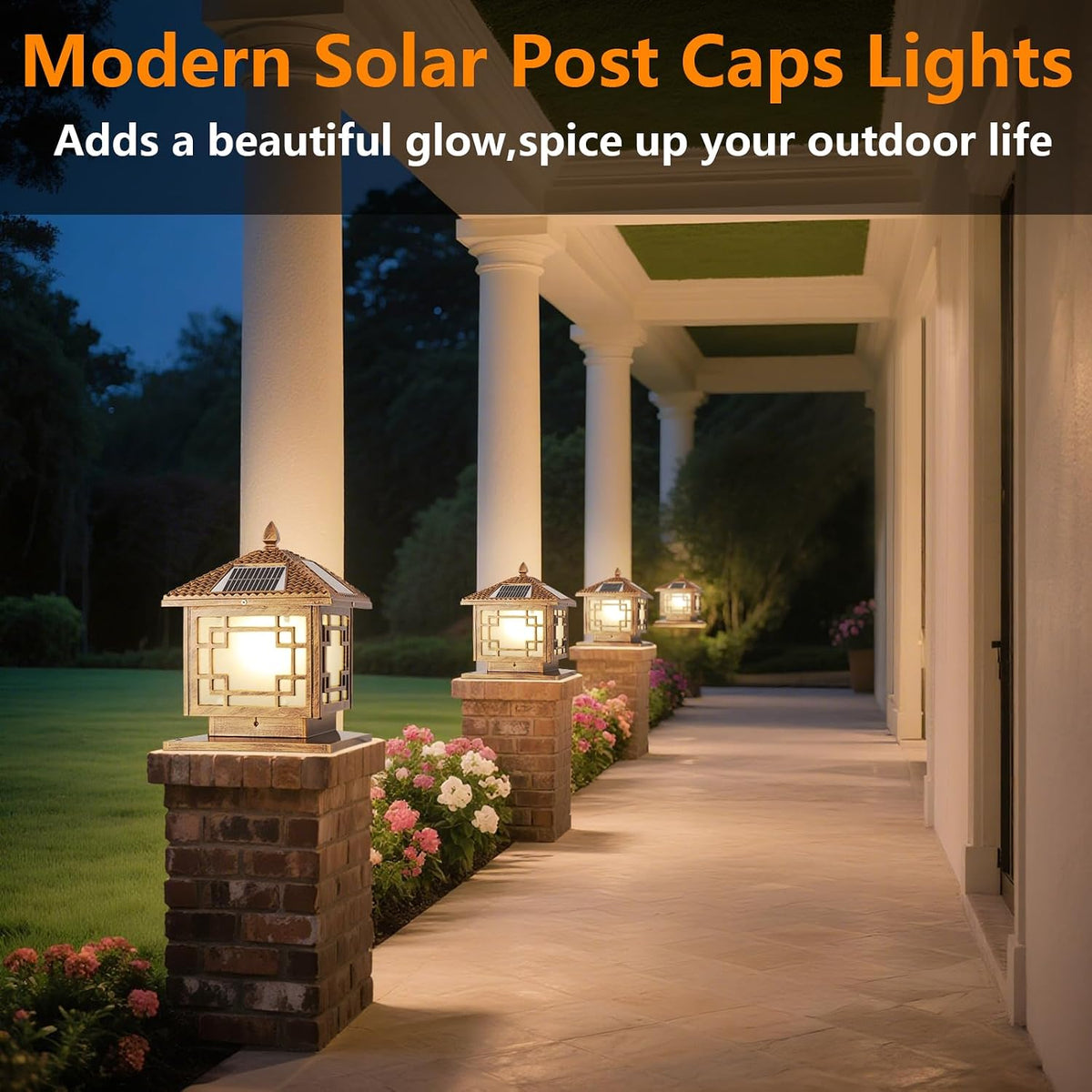 Solar Post Lights Outdoor Waterproof Gate Post Mount Lights with Solar LED