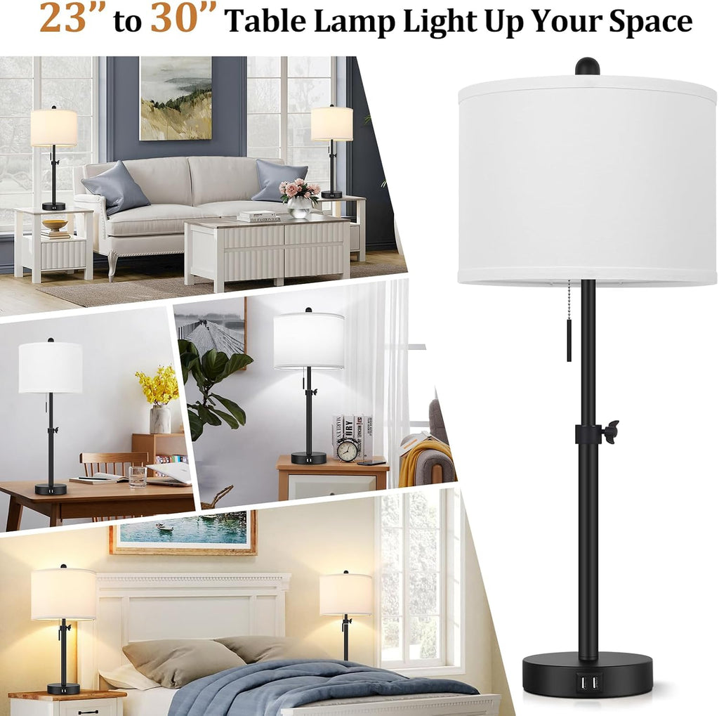 Kondras Table Lamp for Bedroom, 23" to 30" Height Adjustable Bedside Lamp