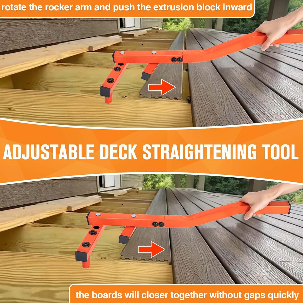 deck board straightening tool 24in, deck board bender, close-up detail