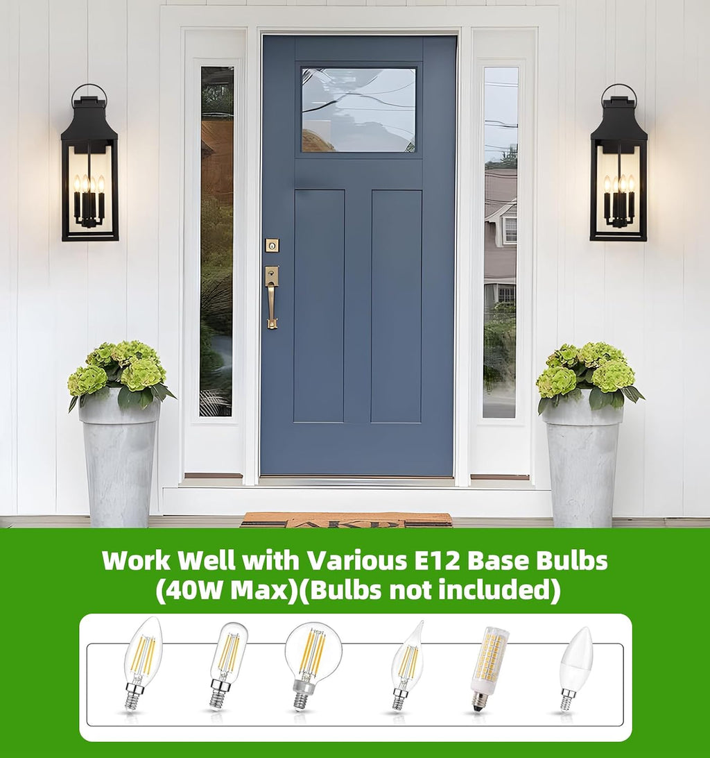 25'' Large Outdoor Wall Lights, Modern Black Exterior Sconce Light Fixture