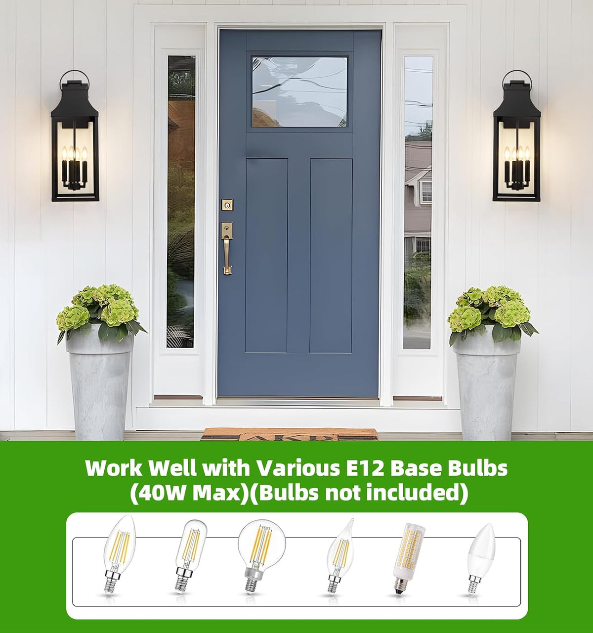 25'' Large Outdoor Wall Lights, Modern Black Exterior Sconce Light Fixture