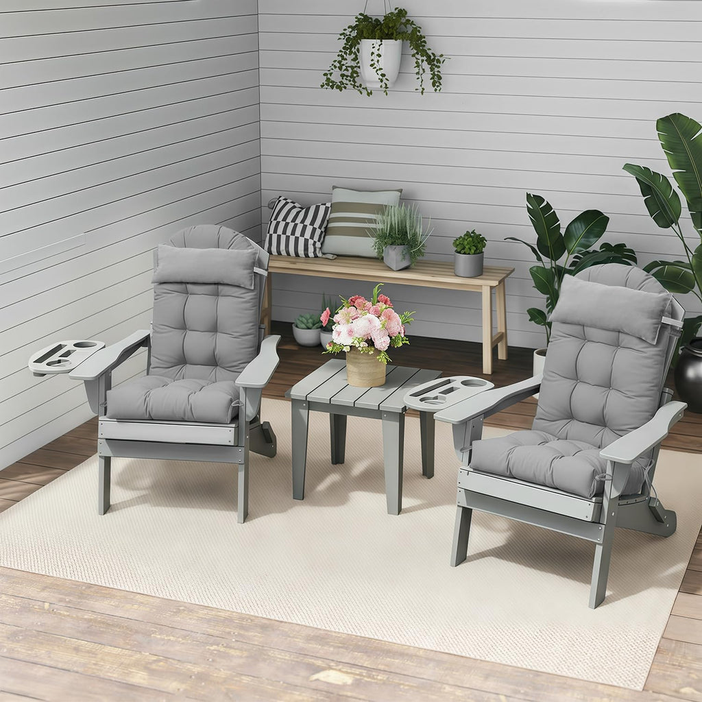 NAVINE Adirondack Chair Cushions Set of 2 with Headrest, Grey