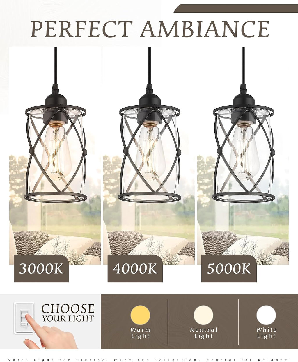 glass pendant lights kitchen island 2 pack, black, front angle view