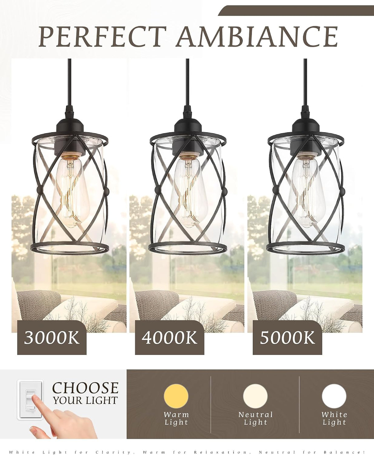 glass pendant lights kitchen island 2 pack, black, front angle view