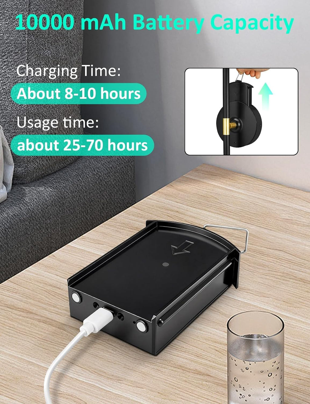 Wall Sconces Battery Operated Set of 2, 10000mAh Rechargeable Wall Lights