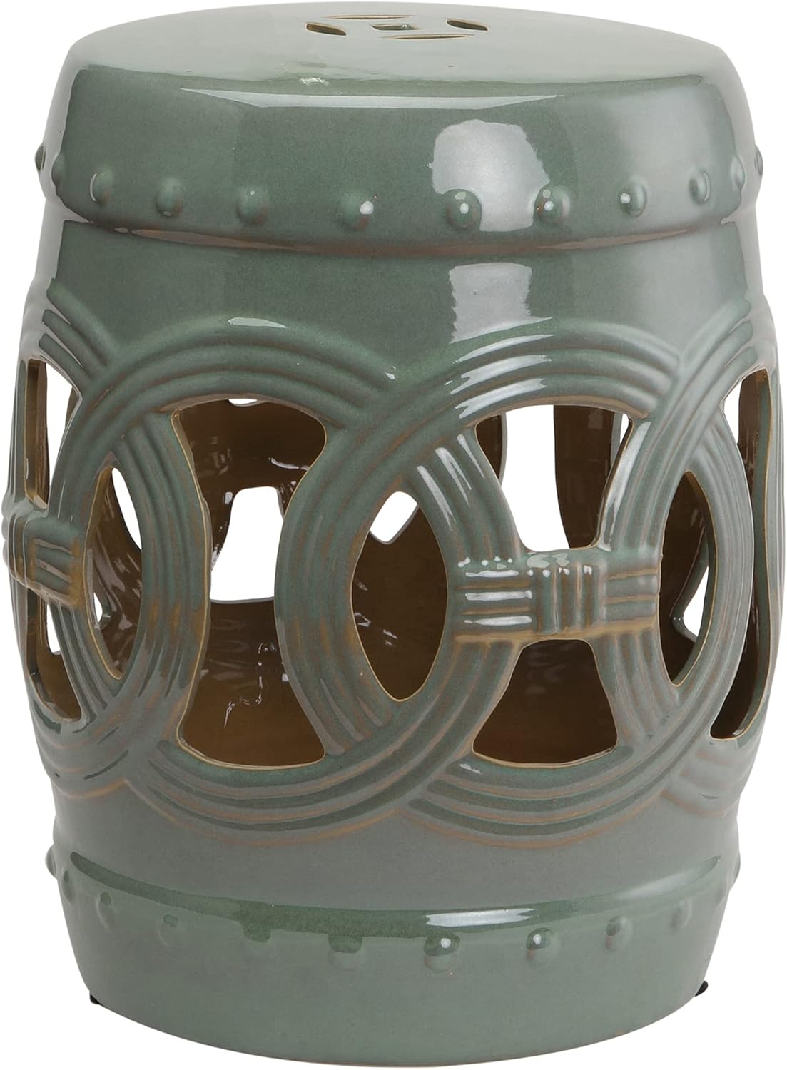 Outsunny 14" x 17" Ceramic Garden Stool Strong Glazed Material Green