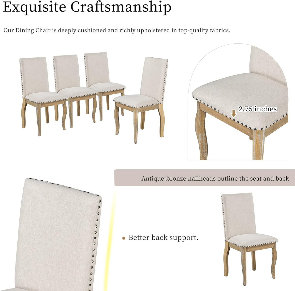 Harper & Bright Designs 5-Piece Farmhouse Extendable Round Dining Table and Upholstered Chair Set With Shelf for Family Dining Area