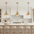 Farmhouse Small Pendant Lights Kitchen Island, Gold, 3 Pack