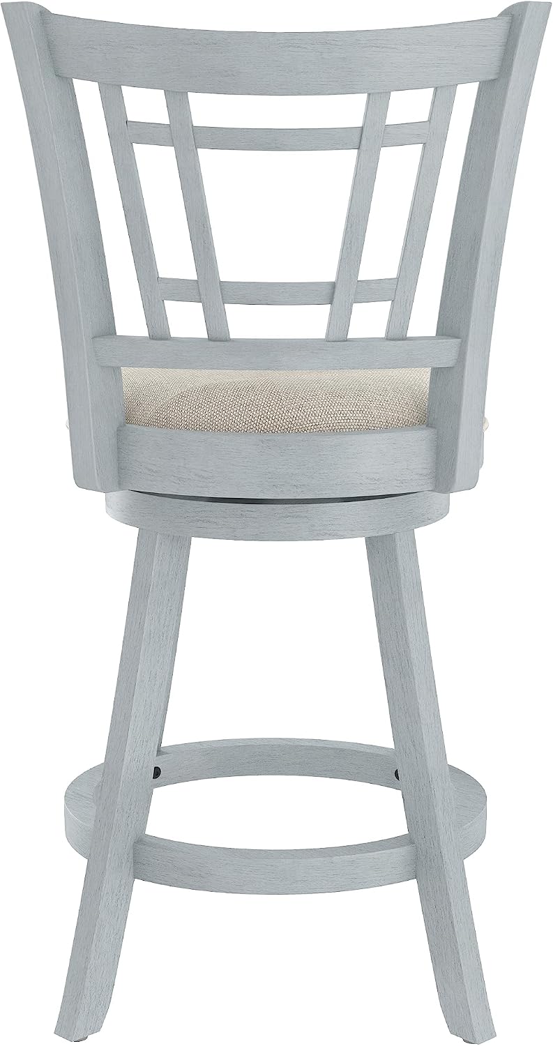 Hillsdale Fairfox 24.5" Wood Swivel Counter Height Stool, Blue Wire Brush