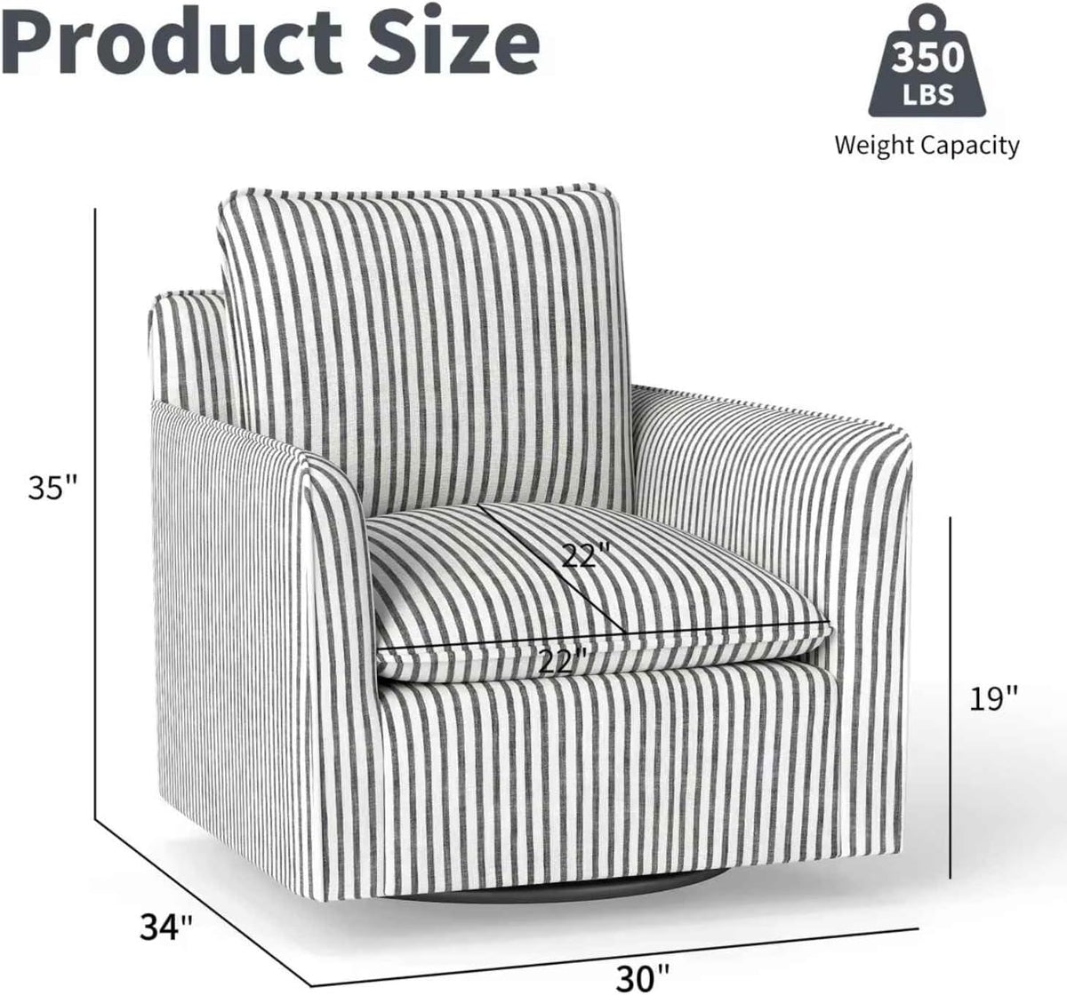 INZOY Swivel Accent Chair Set of 2, Upholstered Square Chair, Swivel Barrel Reading Chair with Thick Padded Backrest Cushion for Living Room Bedroom Small Space, Blue