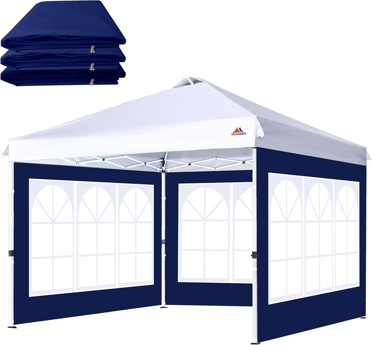SCOCANOPY Church Window Sidewall for 12x12 Canopy Frame, 3 Pack Sunwalls Only,(Navy Blue)