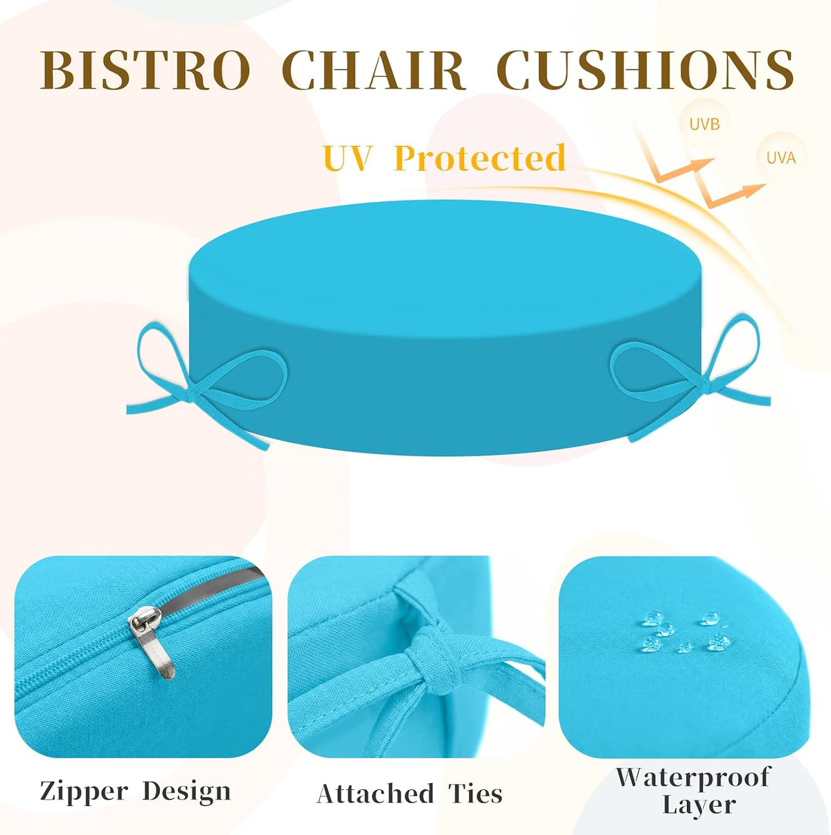outdoor bistro chair cushions set of 2 round, close-up detail