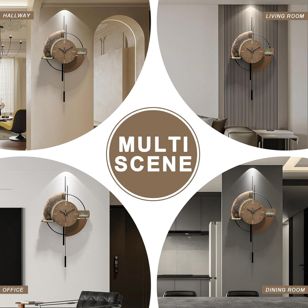 Large Wall Clocks Decorative with Temperature Display℃, Silent Unique Wall Clocks for Farmhouse, Office, Living Room, Kitchen, Home, Bathroom & Bedroom Wall Decor