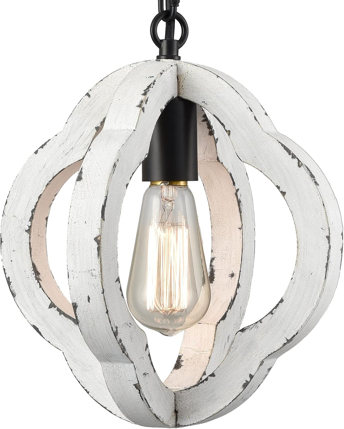 SAMTEEN Farmhouse Wood Pendant Light with Adjustable Chain