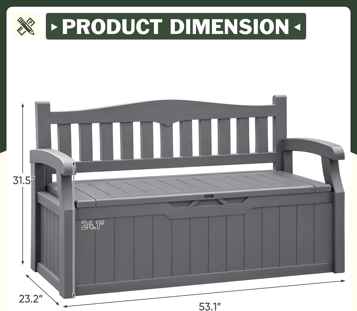 flamaker 80 gallon storage bench, deck box with, close-up detail