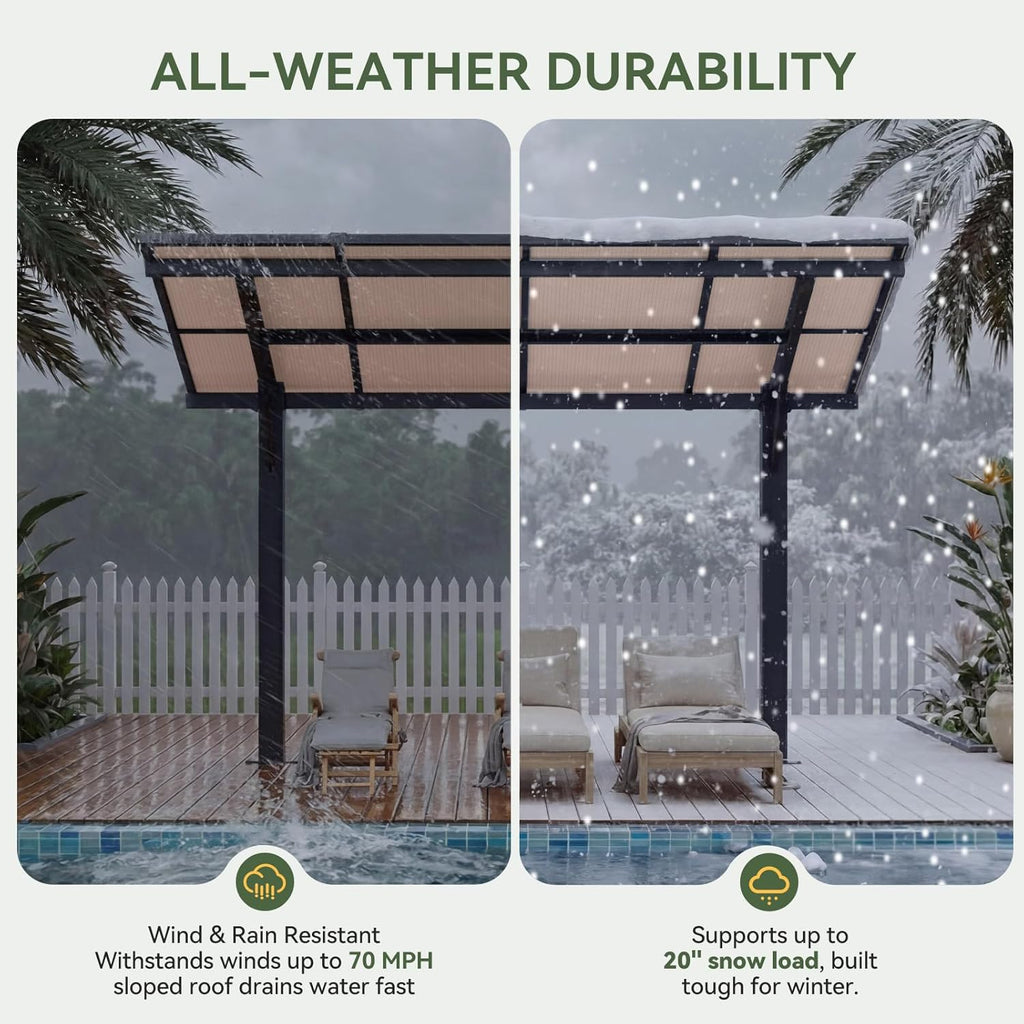 Aoxun 8' x 10' Gazebo, Freestanding Pergola with Roof, Black