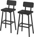 HOOBRO Black Bar Stools, Set of 2 PU Upholstered Tall Bar Stools, Kitchen Breakfast Stools with Footrests, Bar Chairs, for Kitchen, Dining Room, Bar, Cafe, Black BB84BY01G2