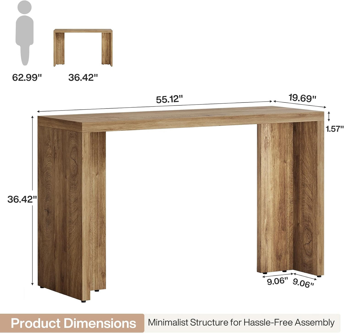 tribesigns 55.12-inch long bar table, farmhouse counter height shown in use