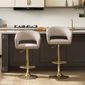 Hyfirm Set of 2 Beige PU Leather Swivel Adjustable Bar Stools Gold Base