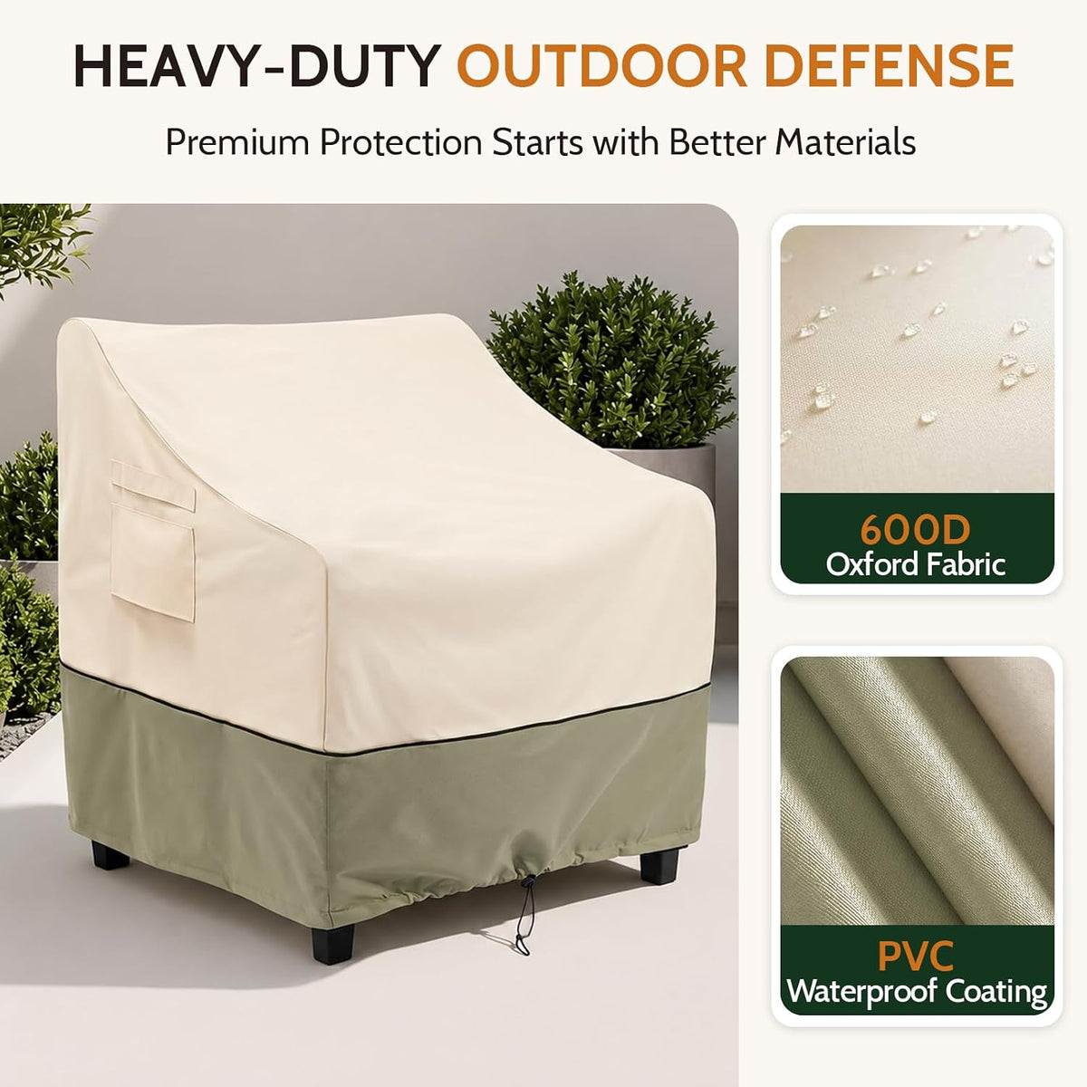 COSFLY Patio Furniture Chair Covers Waterproof, 32"W x 37"D x 36"H 2 Pack