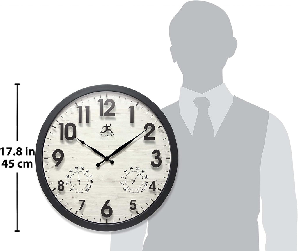 Concordia 17.5-Inch Indoor/Outdoor Waterproof Wall Clock with Built-in