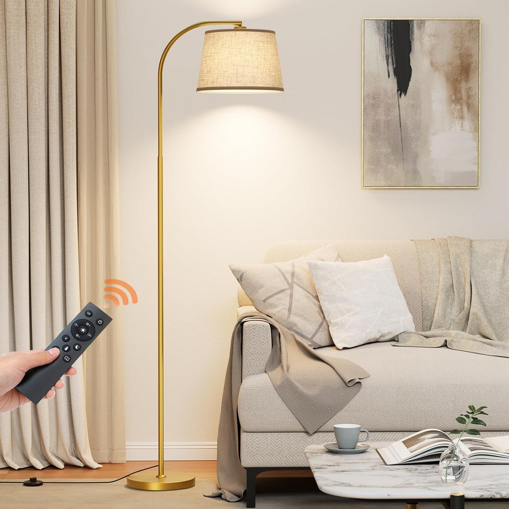 Karjoefar 64" 3 Color Dimmable Gold Arc Floor Standing Lamp with Remote