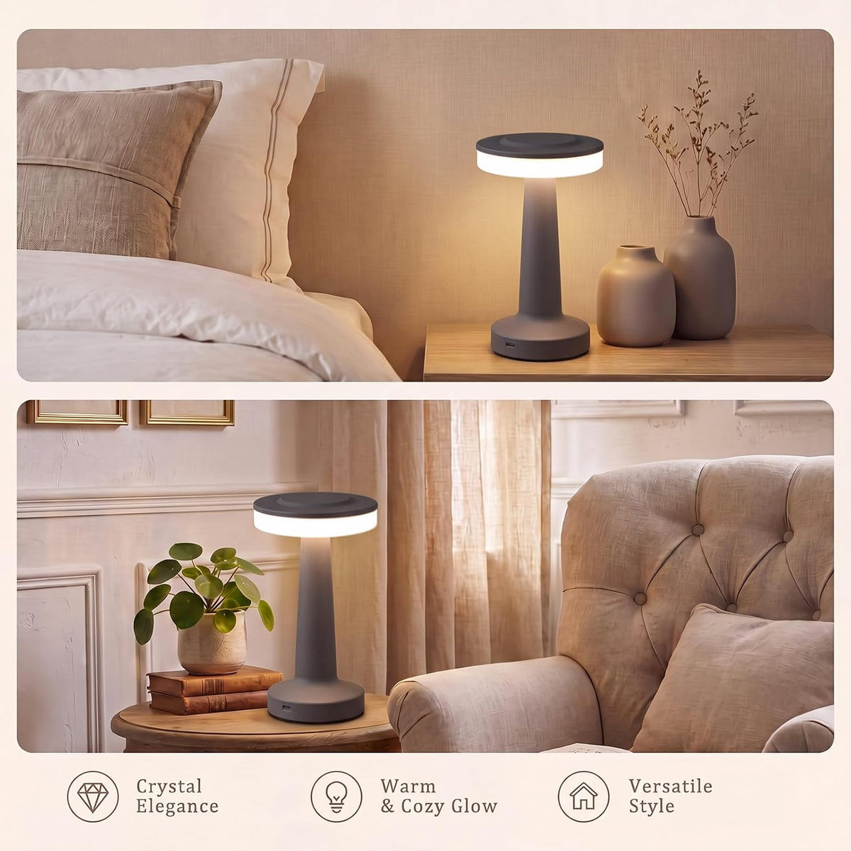 riakrum 2 pcs led cordless table lamp bulk showing dimensions