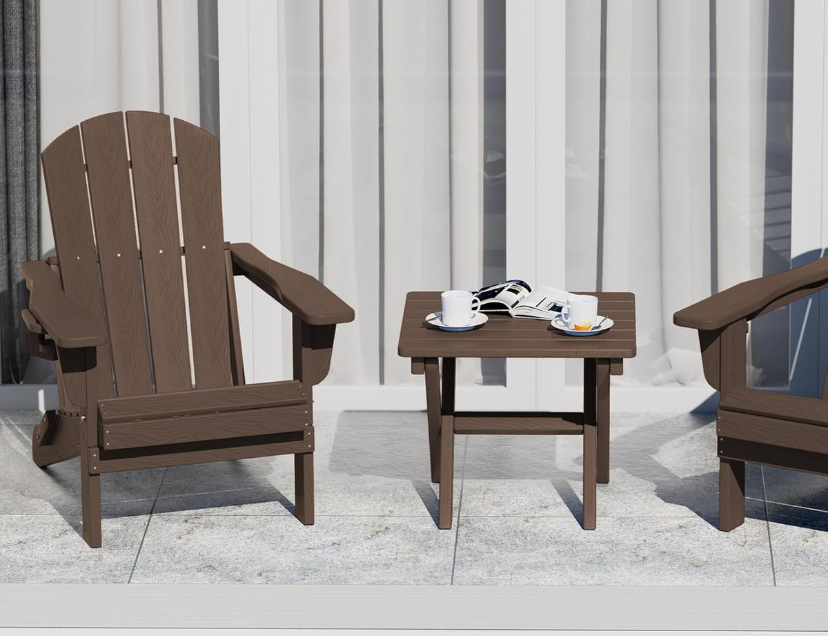 SERWALL Small Folding Outdoor Side Table Set of 2, Coffee