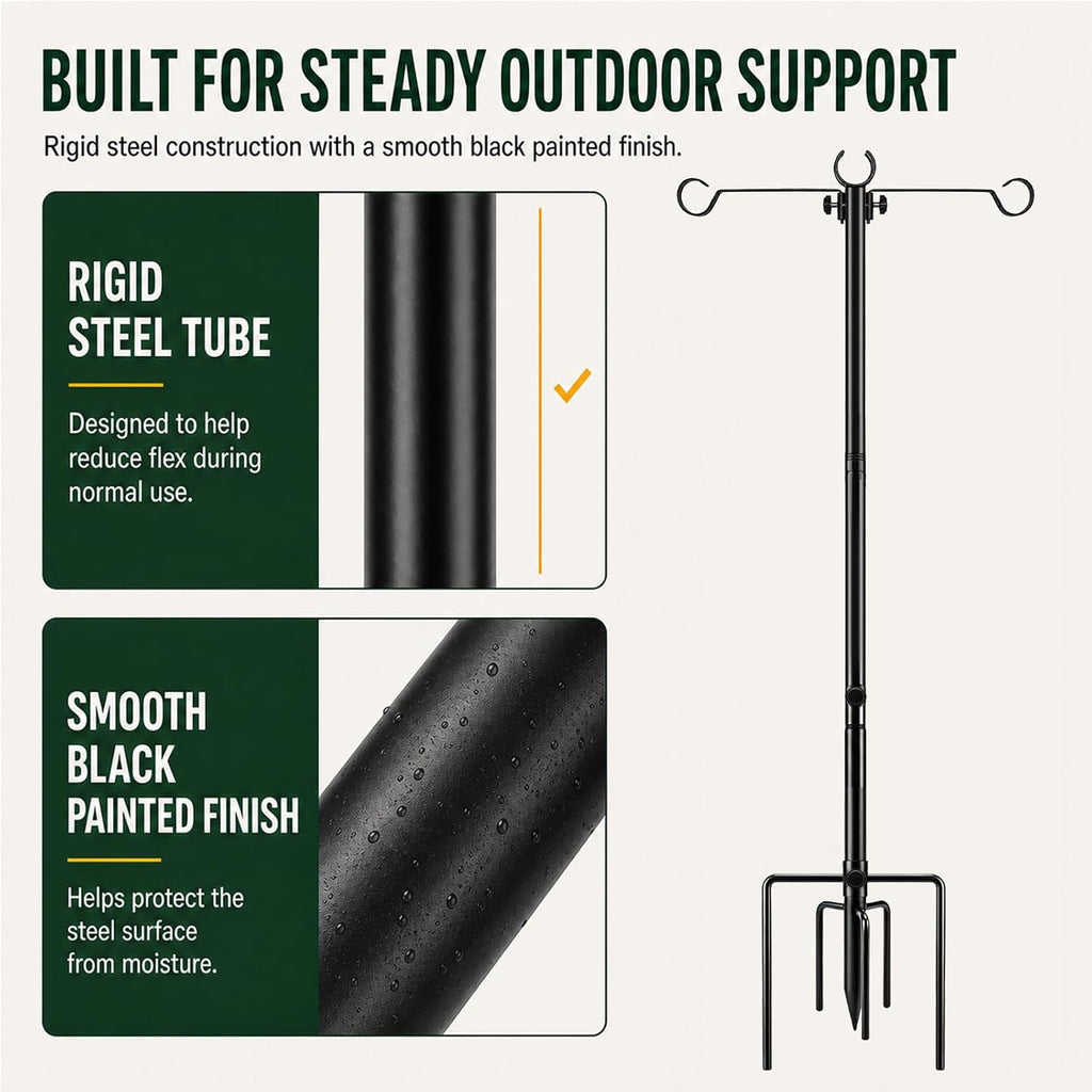 4 Pack Outdoor String Light Poles 10 ft with Detachable Side Crossbars