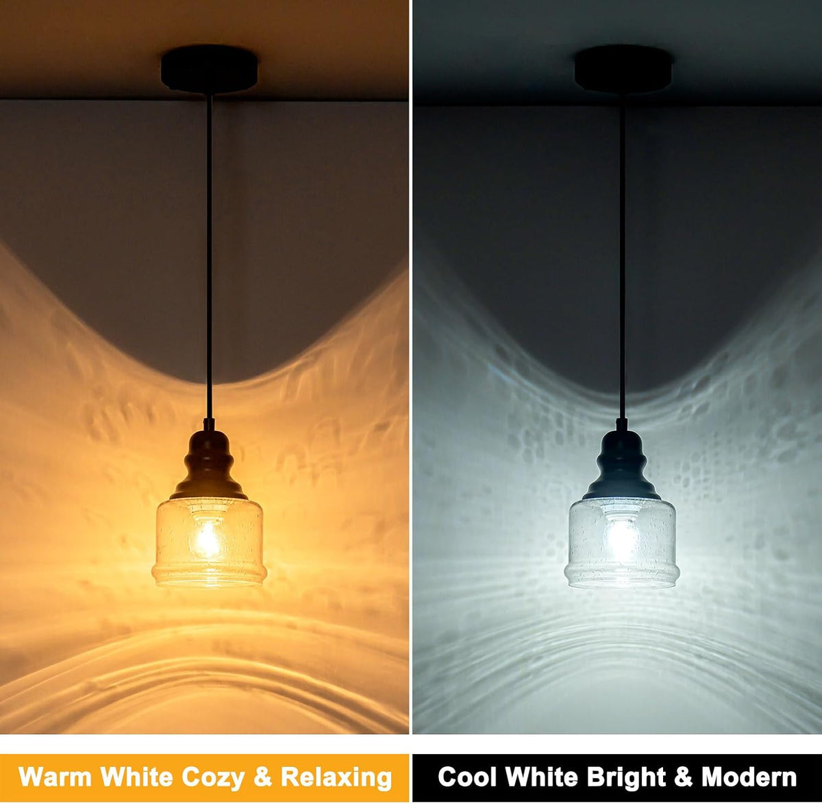 wilon industrial pendant light, 4'' black seeded glass, package contents