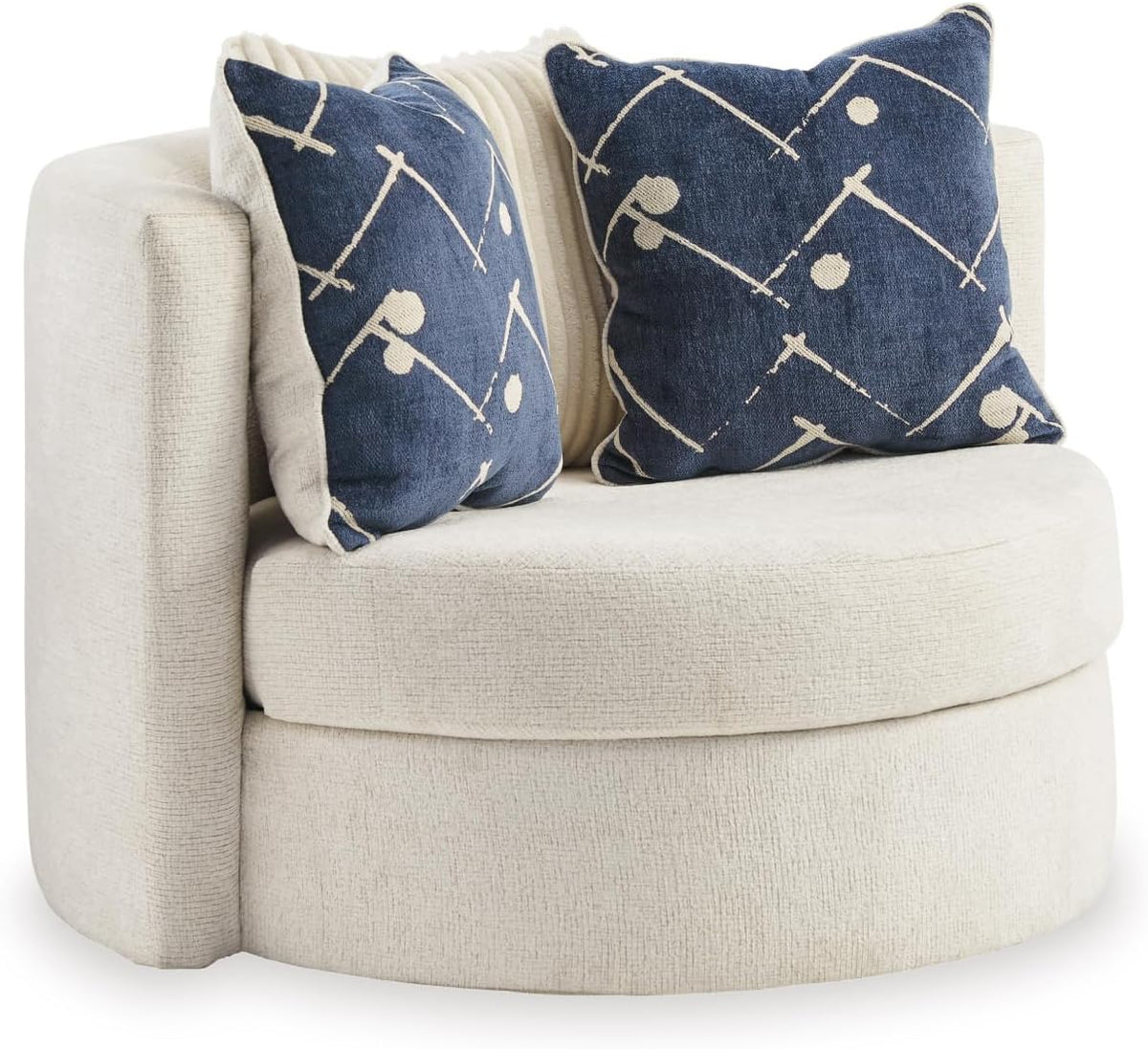 Signature Design by Ashley Oversized Round Swivel Accent Chair, Ivory