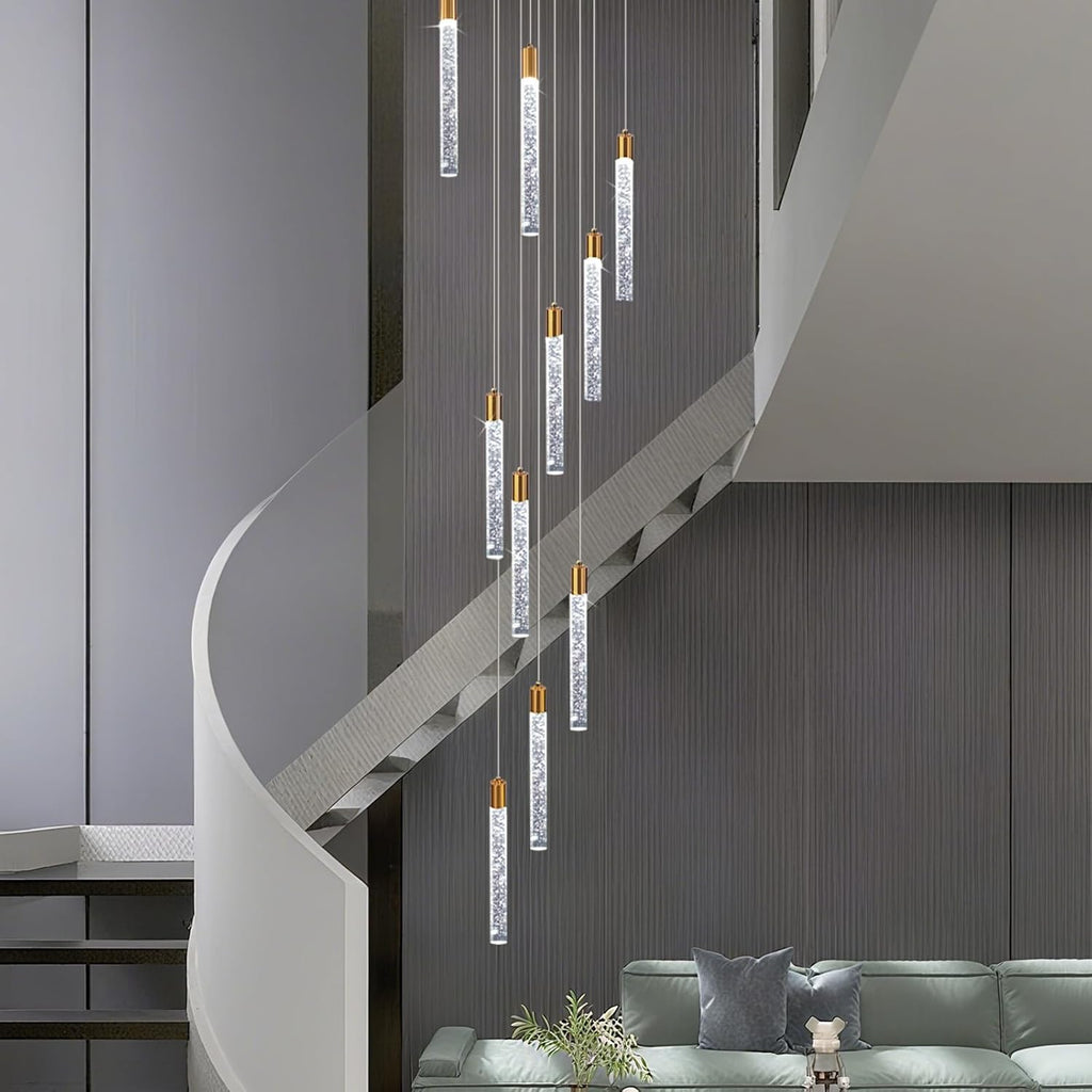 GEADI 10-Light Modern Crystal High Ceiling Chandelier for Foyer & Staircase