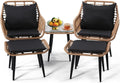 KROFEM 5 Piece Wicker Bistro Patio Conversation Furniture Set, Natural