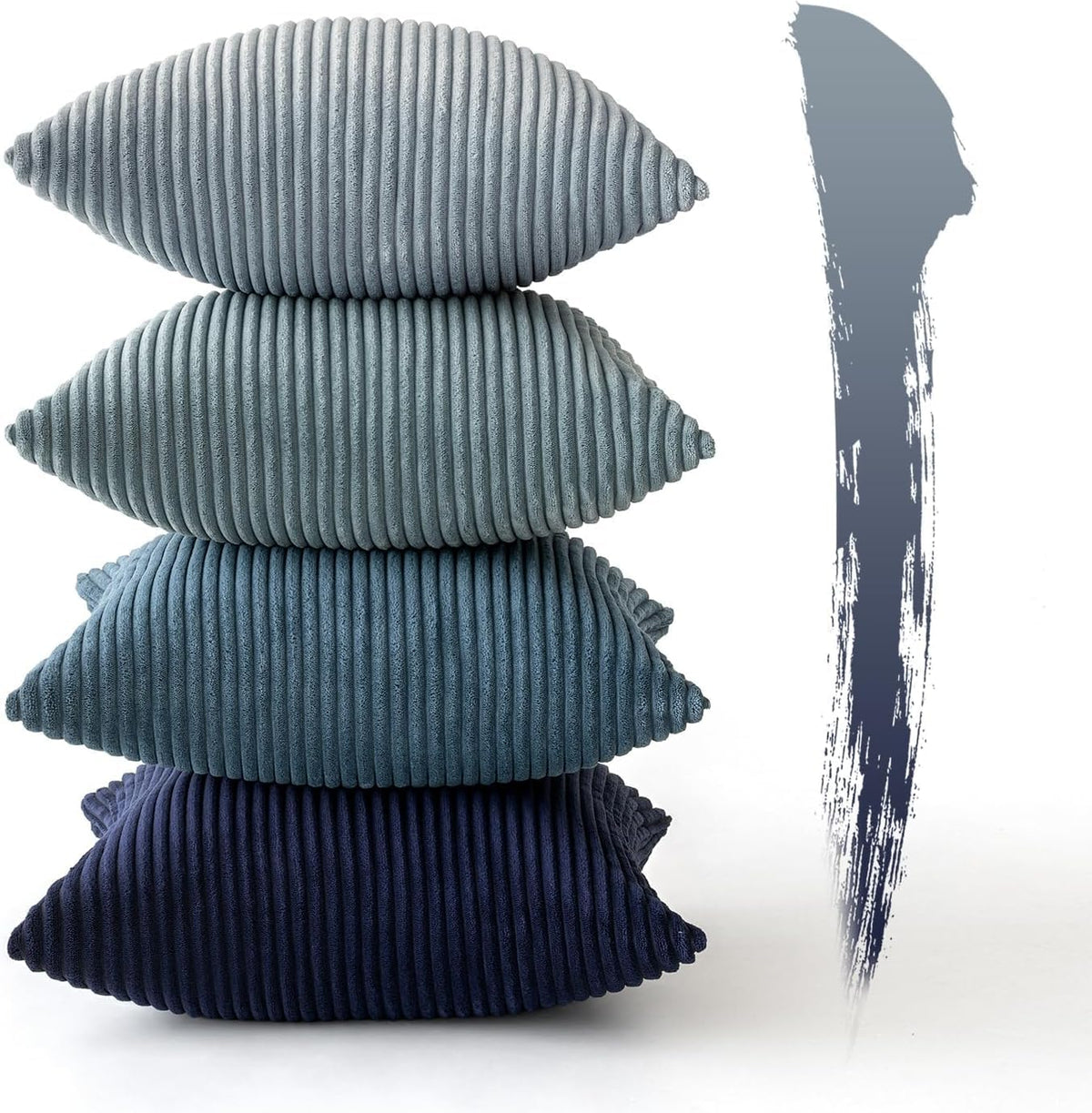 MIULEE Soft Corduroy Decorative Throw Pillow Covers Blue Navy Series 24x24