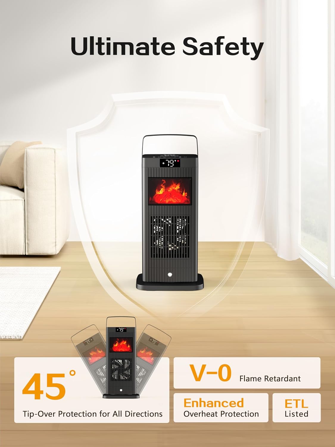 2026 Space Heater 1500W Portable Electric PTC Ceramic